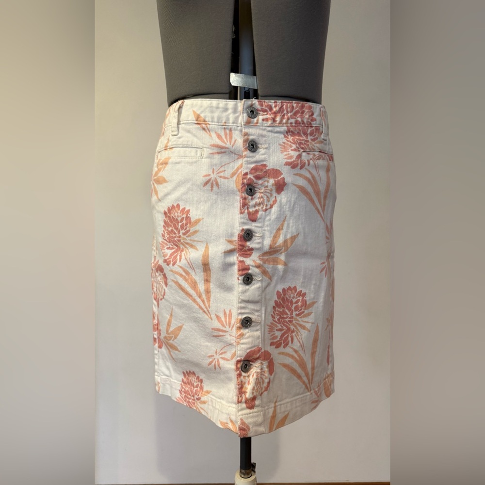 Tommy Hilfiger White Floral Button-Front Skirt